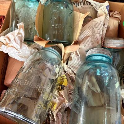 Six Boxes Of Vintage Blue Ball & Atlas Mason Jars