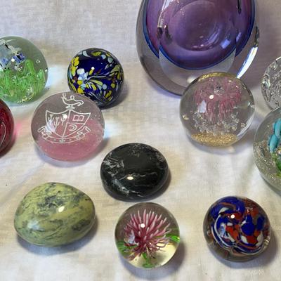 Art Glass Paperweights And Vase