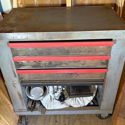Rolling Tool Chest With Nuts, Bolts, Casters