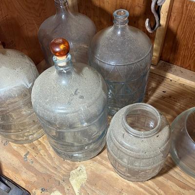 Lot Of Glass Jugs, Jar And Bowl