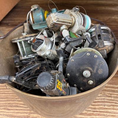 Bucket Of Used Fishing Reels-Penn, Shakespeare, Heddon 