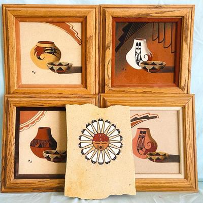 Signed Sand Paintings By Margaret Jon 