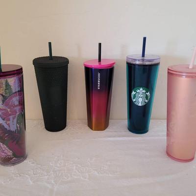 Five Starbucks Cups