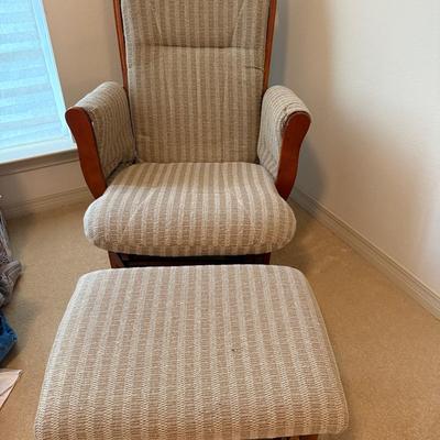 Wooden Gliding Rocking Chair And Gliding Ottoman