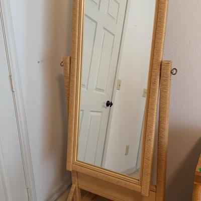 Wicker Rattan Floor Mirror