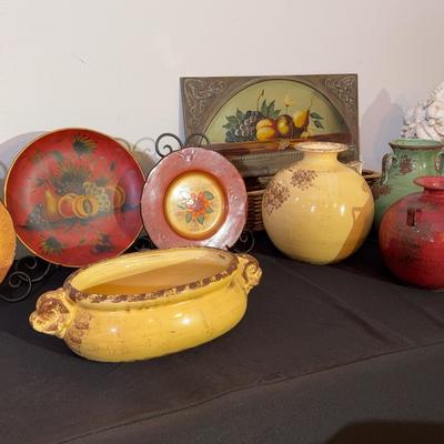 Mostly Italian Pottery, Casa Christina Home Collection Plates,CBK Painting On Plaque Made In China