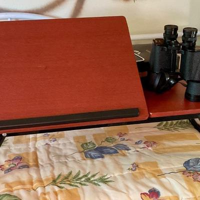 Bed table, binoculars
