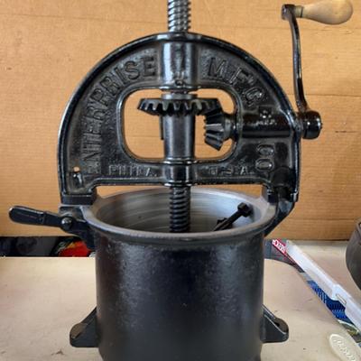 Cast Iron Antique Enterprise Sausage Stuffer Fruit Press 