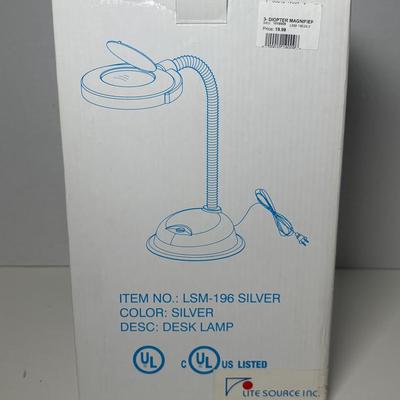 Lite Source Diopter Magnifier Silver Desk Lamp, New In Box 