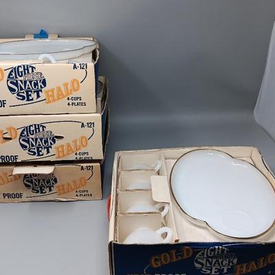 Gold Halo Milk Glass