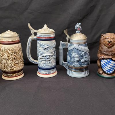 Set of 6 Collectible Beer Steins | Avon, Anheuser-Busch, Ceramarte Brazil | 1980s–90s