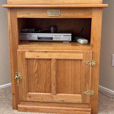 White Clad Ice Box Cabinet with Swivel Top – Solid Oak Reproduction with Brass Hardware