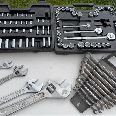 Husky Socket Set (Partial) + Craftsman Wrench Set & Adjustable Wrenches | Mixed Tool Lot