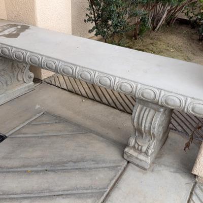 Cast Stone Garden Bench | Ornate Scroll Base | 56” Wide | Pieces

