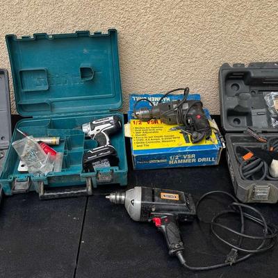 Makita, Skil, Rigid & Chicago Electric Power Tool Lot | Drills, Sander, Hammer Drill