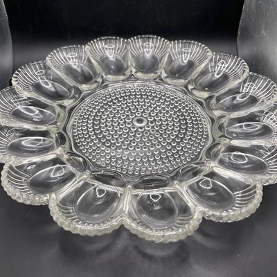 11” Vintage Indiana Glass Deviled Egg Platter