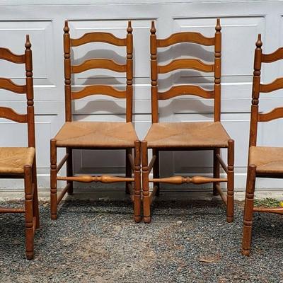 Four Antique Ladder Back Chairs