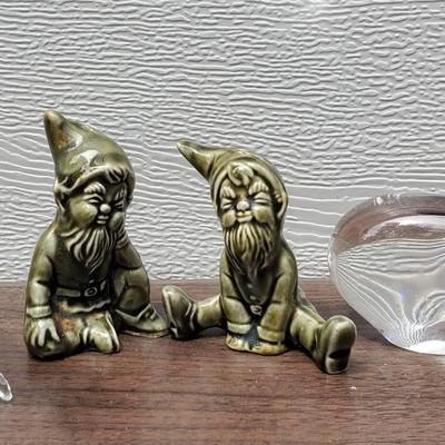 Pilgrim Glass Unicorn, Knock Pottery Leprechaun Salt & Pepper Shakers and Polar Bear Paperweight