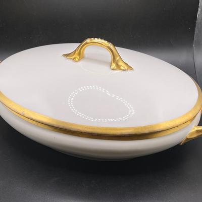 Pair of (2) Large M. Roden Limoges Porcelain Covered Casseroles