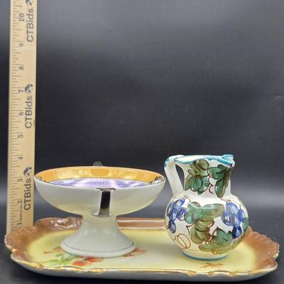 (3) Painted Glass Pieces