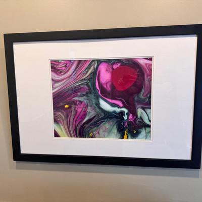 Framed Drip Ink Art 
