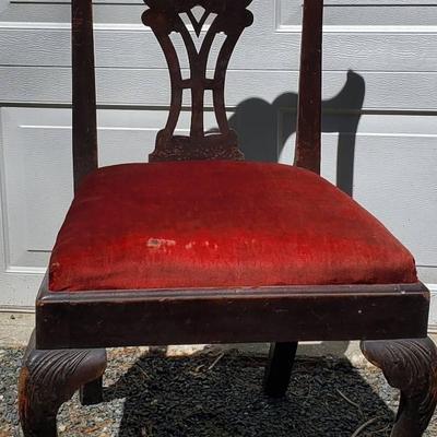 American Chippendale Style Mahogany And Velvet Chair