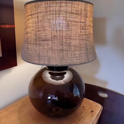 Brown Glass Orb Base Lamp 