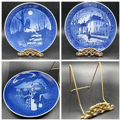 (3) Decorative Plates with Ornate Display Stands