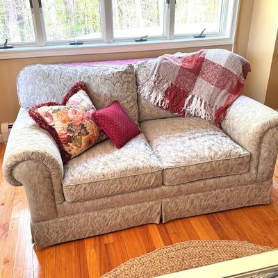 Lee Floral Fabric - Muted Green Love Seat #1