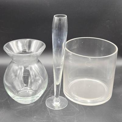 (3) Clear Glass Vases