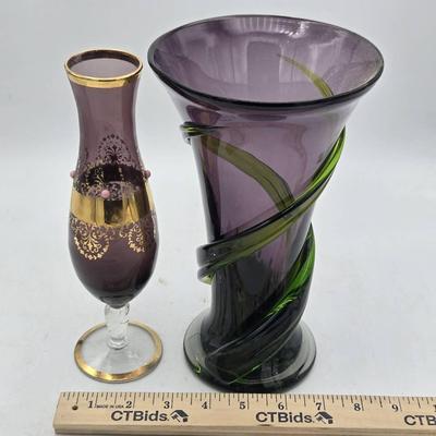 (2) Amethyst Glass Pieces