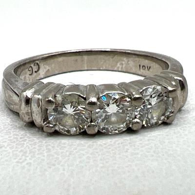 18K White Gold Trilogy Band featuring Three Diamonds