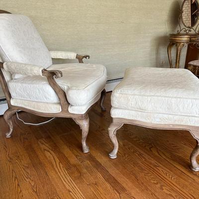 Modern Farmhouse Plush Accent Armchair & Ottoman 
