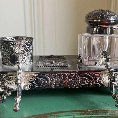 19th Century English Silver-Plate Inkstand
