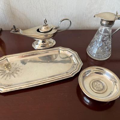 Sterling Silver Lamp, Tray & More