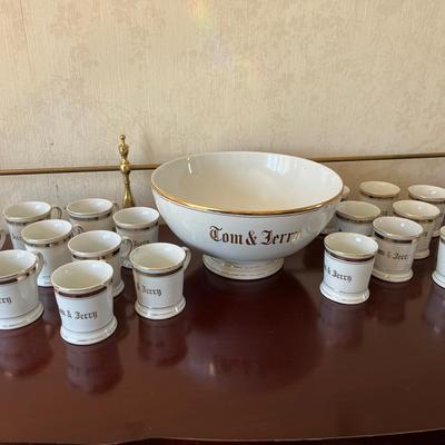Vintage German Tom & Jerry Punch Bowl Set