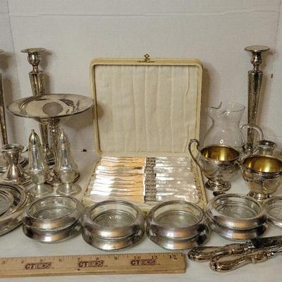 Sterling Silver Candlestick Holders, Coasters, Utensils, and More, 111-400 