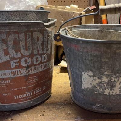 Security Food and Other Galvanized Buckets w/Handles 