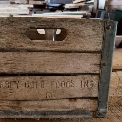Jersey Gold Foods Inc Wood w/Metal Trim Milk Crate