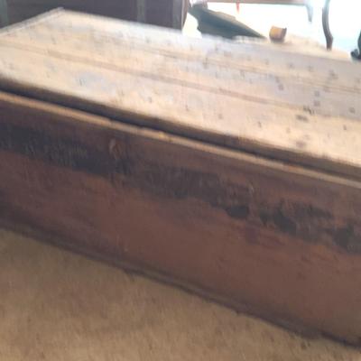 Large Lidded Wood Box with/Contents