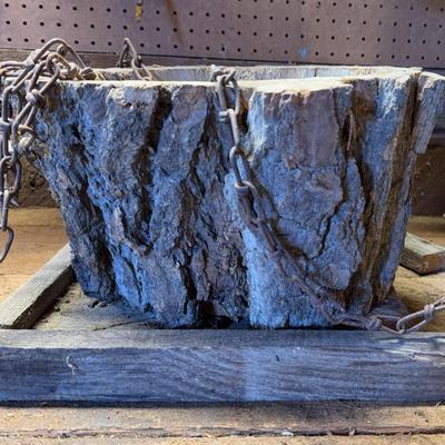 Hollowed Log Hanging Plant Holder