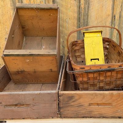 Wood Boxes, Metal Basket, Others 
