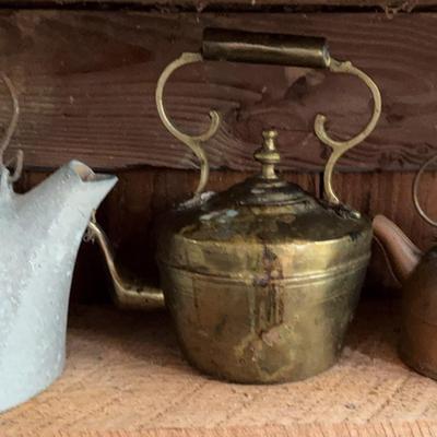 Vintage Copper, Brass, and Metal Teapots 