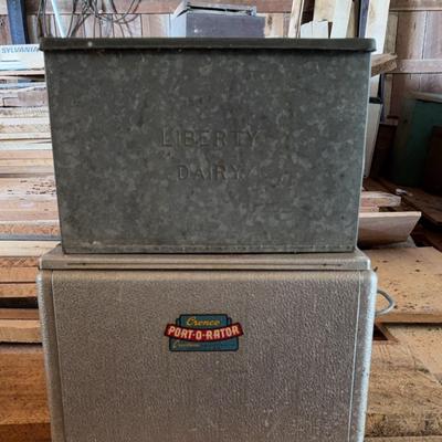 Cronstoms Cronco PORT-O-RATOR Aluminum Cooler Ice Chest & Liberty Dairy Box 