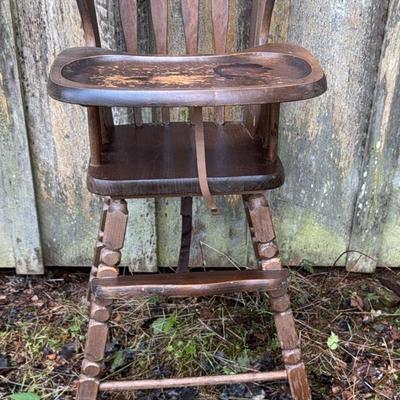 Vintage Wood High Chair 
