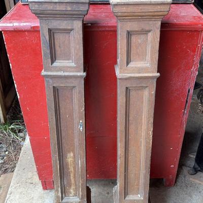 Carved Newell Posts Retained from Family Fireplace Surround