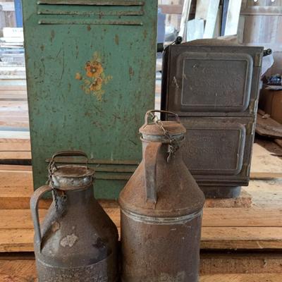 Antique Stove Top Canner/Steamer-Vintage Trash Bin-Milk Cans