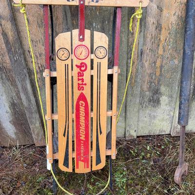 Vintage 1980s PARIS CHAMPION FASTBACK Floating Steering Metal Rail Snow Sled #1