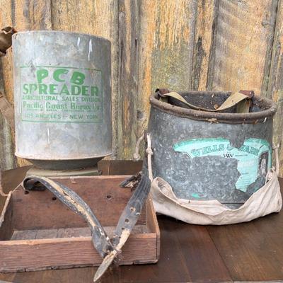 Vintage Well & Wade Picking Bucket Bag/Pacific Coast Borax Spreader 