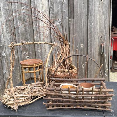 Anderondack Style Basket and Plant Stand
